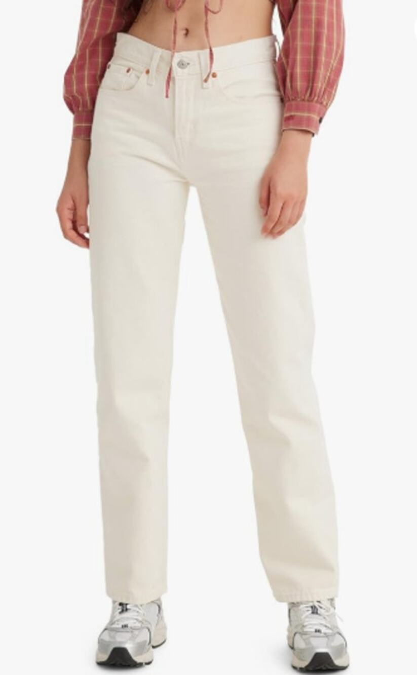 Levi's LOW PRO Mid Rise Straight Leg Denim Jeans Ivory Natural Size 28 NWT $80